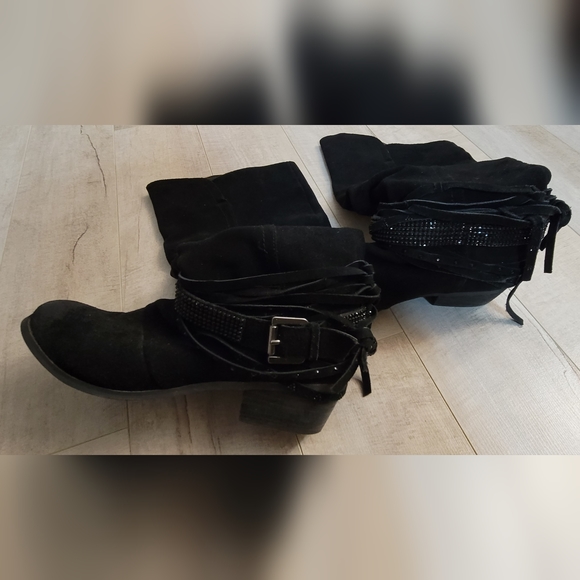 Naughty Monkey Leather Tall Boots w A Touch of Sparkle ✨ Sz 8.5 - Picture 7 of 11